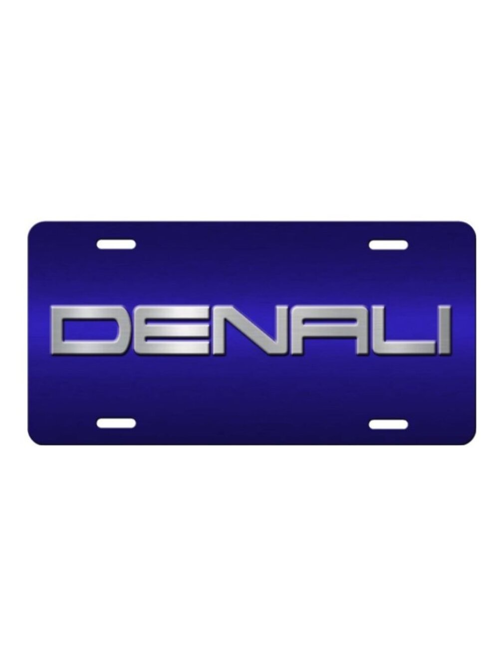 GMC Denali on Blue and Silver simulated Carbon Fiber Aluminum License Plate Tag